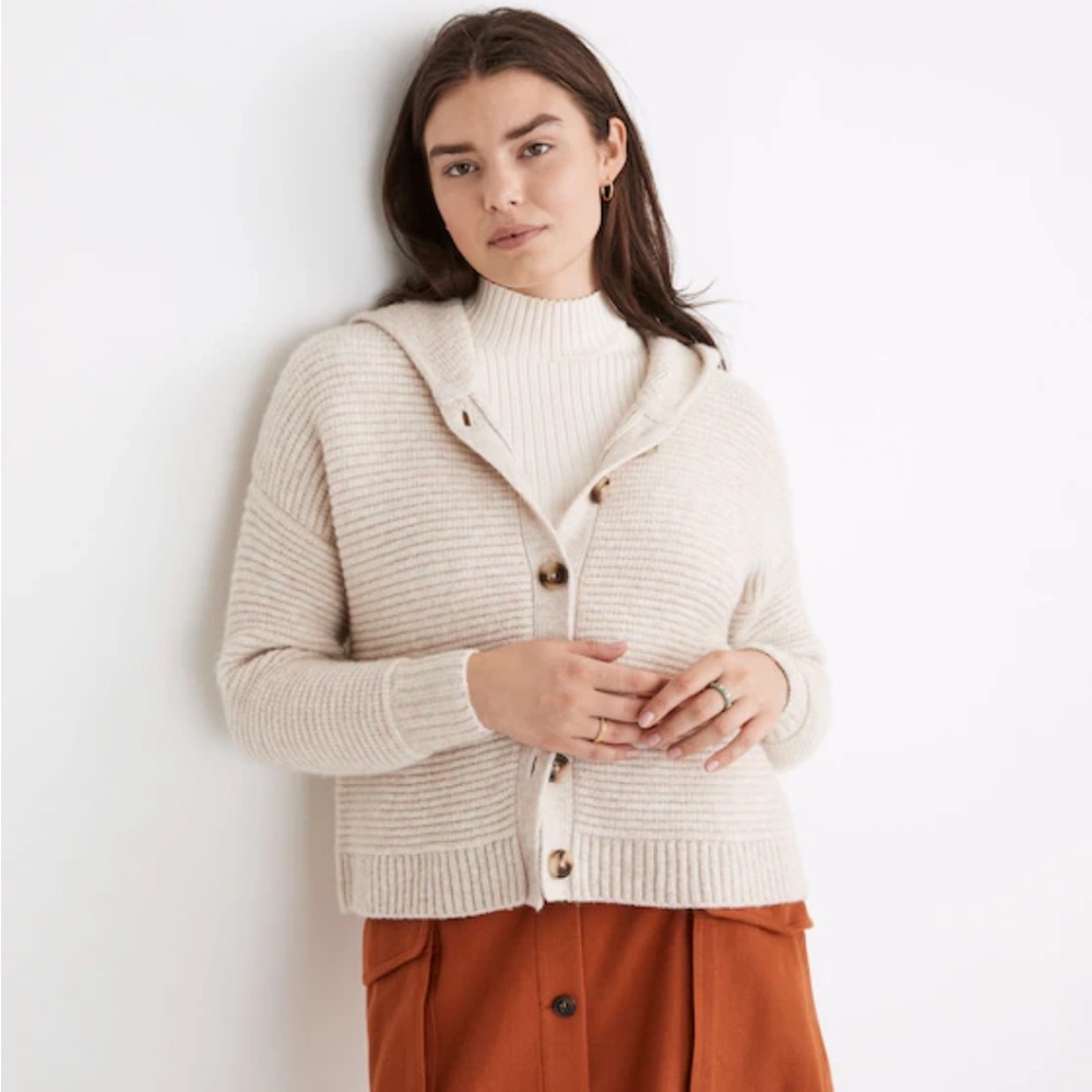 Madewell Hooded Crop Cardigan Sweater in Coziest Yarn 🍂